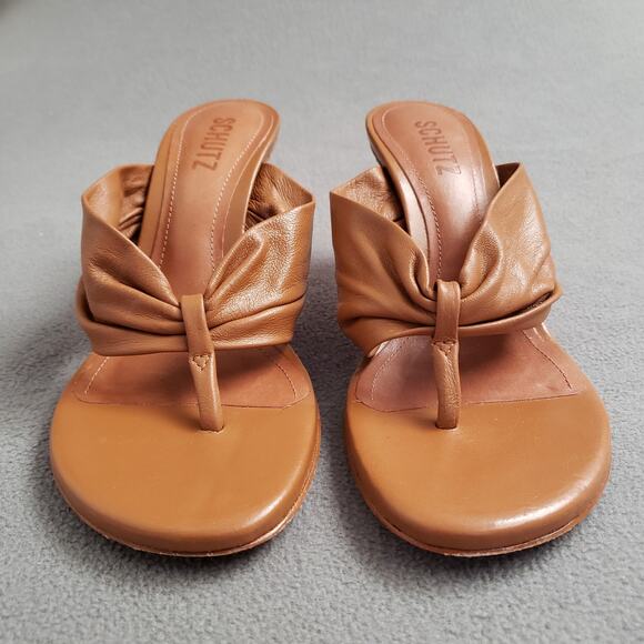 Schutz Willow Sandal Heels in Miele Size 7 SCHU-WZ1366 Brown Twist‎ Knot - Picture 2 of 11